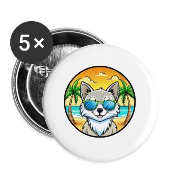 Lunettes de soleil de plage de race de chat angora turc - Lot de 5 grands badges (56 mm) - blanc - Devant