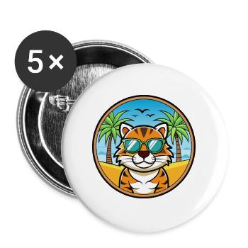 Tiger Cat Breed Cartoon Sunglasses Beach - Buttons large 2.2''/56 mm (5-pack) - white - Front