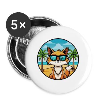 Somali Katzenrasse Cartoon Sonnenbrille Strand - Buttons groß 56 mm (5er Pack) - Weiß - Vorne