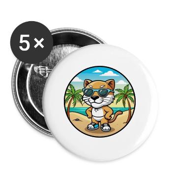 Baby Cat Breed Cartoon Sunglasses Beach - Buttons large 2.2''/56 mm (5-pack) - white - Front