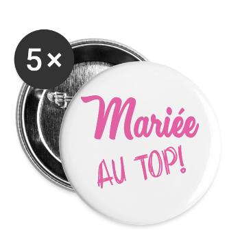 BRAUT AN DER SPITZE - Buttons groß 56 mm (5er Pack) - Weiß - Vorne