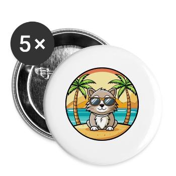 Laperm Cat Breed Cartoon Lunettes de soleil Beach - Lot de 5 grands badges (56 mm) - blanc - Devant