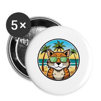 California Spangled Cat Breed Cartoon Sunglasses - Buttons large 2.2''/56 mm (5-pack) - white - Front
