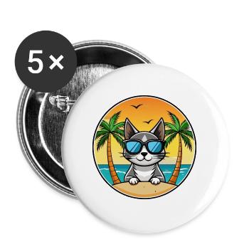 Bombay Cat Breed Cartoon Sunglasses Beach - Buttons large 2.2''/56 mm (5-pack) - white - Front