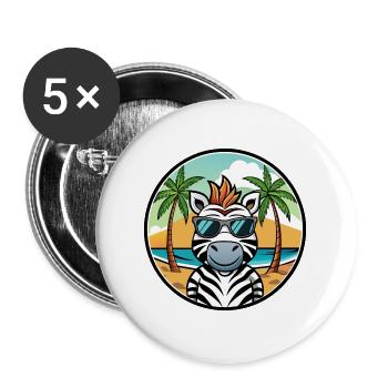 Zebra Lustige Cartoon Sommer Strand Sonnenbrille Cool - Buttons groß 56 mm (5er Pack) - Weiß - Vorne