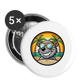 Ratte Lustige Cartoon Sommer Strand Sonnenbrille Aufkleber - Buttons groß 56 mm (5er Pack) - Weiß - Vorne