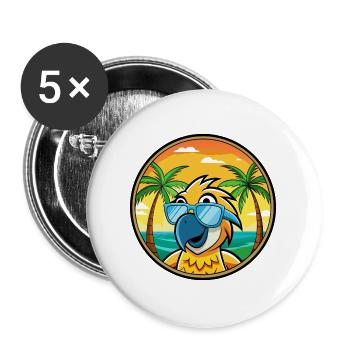 Papagei Lustige Cartoon Sommer Strand Sonnenbrille Cool - Buttons groß 56 mm (5er Pack) - Weiß - Vorne