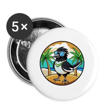 Elster Lustige Cartoon Sommer Strand Sonnenbrille Cool - Buttons groß 56 mm (5er Pack) - Weiß - Vorne