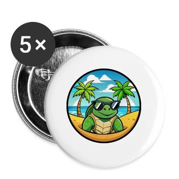 Turtle Funny Cartoon Summer Beach Sunglasses Cool - Buttons large 2.2''/56 mm (5-pack) - white - Front
