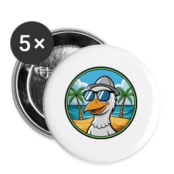 Gans Lustige Cartoon Sommer Strand Sonnenbrille Cool - Buttons groß 56 mm (5er Pack) - Weiß - Vorne