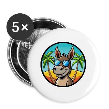 Esel Lustige Cartoon Sommer Strand Sonnenbrille Cool - Buttons groß 56 mm (5er Pack) - Weiß - Vorne