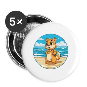 Chipmunk Aquarell Cartoon Kawaii Clipart Tier - Buttons groß 56 mm (5er Pack) - Weiß - Vorne
