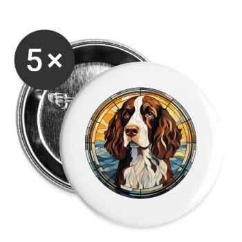 English Springer Spaniel Hunderasse Aquarell Glas - Buttons groß 56 mm (5er Pack) - Weiß - Vorne