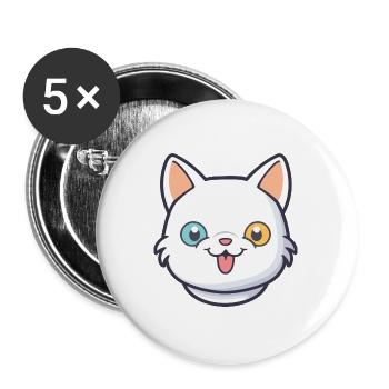 Hantilly Tiffany Katze Cartoon Aquarell Clipart - Buttons groß 56 mm (5er Pack) - Weiß - Vorne