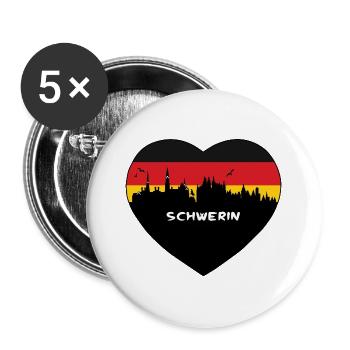 Flaggen-Skyline-Reise-Andenken Schwerins Deutschland - Buttons groß 56 mm (5er Pack) - Weiß - Vorne