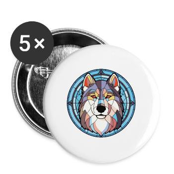 Alaskan Malamute Hunderasse Aquarell Illustration - Buttons groß 56 mm (5er Pack) - Weiß - Vorne