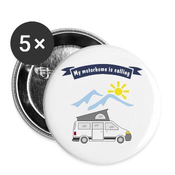 motorhome is calling - Buttons groß 56 mm (5er Pack) - Weiß - Vorne