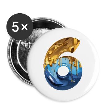 NR. 6 NUMMER 6 COOL 6. GEBURTSTAG - Buttons groß 56 mm (5er Pack) - Weiß - Vorne