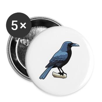 Krähenkarikatur Kawaii Aquarellillustration - Buttons groß 56 mm (5er Pack) - Weiß - Vorne