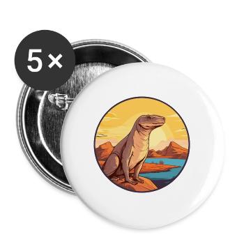 Komodowaran Bunte Aquarell-Karikatur Kawaii - Buttons groß 56 mm (5er Pack) - Weiß - Vorne