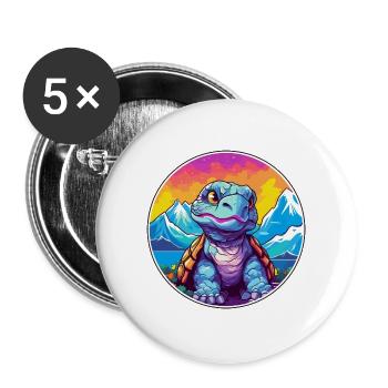 Schildkröte Aquarell Karikatur Kawaii Haustier Tier Farbe - Buttons groß 56 mm (5er Pack) - Weiß - Vorne