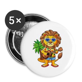 Funny Lion Summer Beach Sunglasses Hawaiian - Buttons large 2.2''/56 mm (5-pack) - white - Front