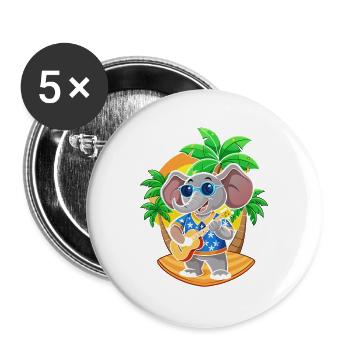 Lustige Elefant Cartoon Sommer Strand Sonnenbrille - Buttons groß 56 mm (5er Pack) - Weiß - Vorne