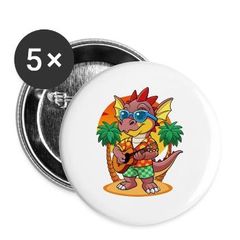 Lunettes de soleil de plage d’été de dessin animé de dragon drôle - Lot de 5 grands badges (56 mm) - blanc - Devant