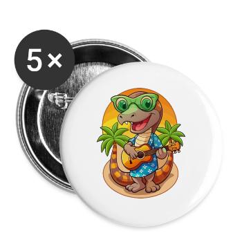 Drôle Serpent Dessin Animé Plage D’été Lunettes De Soleil Guitare - Lot de 5 grands badges (56 mm) - blanc - Devant