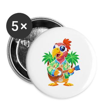 Lustige Papageien-Cartoon-Sommer-Strand-Sonnenbrille - Buttons groß 56 mm (5er Pack) - Weiß - Vorne