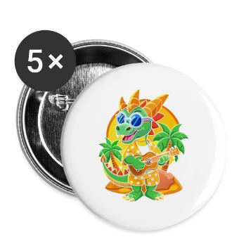 Lunettes de soleil de plage d’été de dessin animé de dragon drôle - Lot de 5 grands badges (56 mm) - blanc - Devant