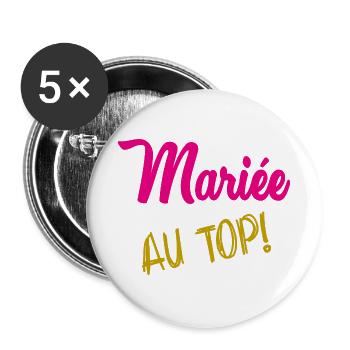 ICH KANN NICHT, ICH BIN VERHEIRATET - Buttons groß 56 mm (5er Pack) - Weiß - Vorne