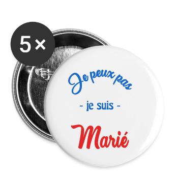 JE PEUX PAS. MARIE. FUTUR MARIE. EVJF. TEAM. TEAM - Lot de 5 grands badges (56 mm) - blanc - Devant