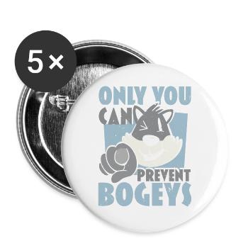 Nur du kannst die Bogeys verhindern Disc Golf Frol - Buttons groß 56 mm (5er Pack) - Weiß - Vorne