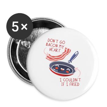 Baconholic Fleischliebhaber Speckfresser Keto Keto - Buttons groß 56 mm (5er Pack) - Weiß - Vorne