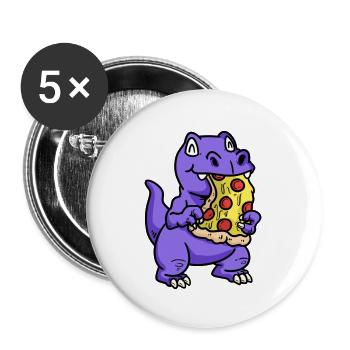 Small sweet dino with pizza child snacking baby - Buttons large 2.2''/56 mm (5-pack) - white - Front
