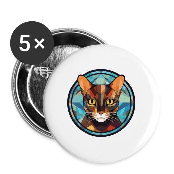 Havanna-braune Katze bunte Aquarell-Illustration - Buttons groß 56 mm (5er Pack) - Weiß - Vorne
