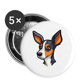 Decker Ratte Terrier Hunderasse Karikatur Kawaii Illust - Buttons groß 56 mm (5er Pack) - Weiß - Vorne