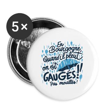 Bourgogne sous la pluie: pas mouillés - Lot de 5 grands badges (56 mm) - blanc - Devant