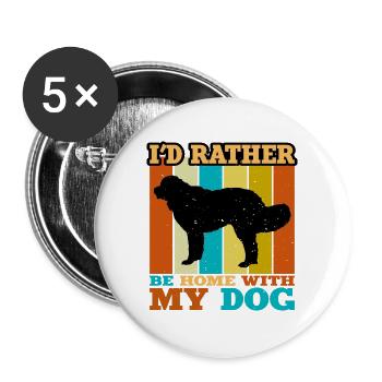 Landseer Hund Liebhaber Silhouette Vintage Sonnenuntergang - Buttons groß 56 mm (5er Pack) - Weiß - Vorne
