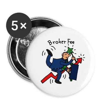 Broker Fee - Buttons groß 56 mm (5er Pack) - Weiß - Vorne