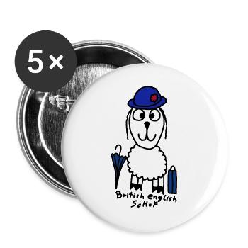 British English ScHoF - Buttons groß 56 mm (5er Pack) - Weiß - Vorne
