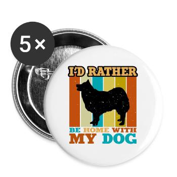 Isländischer Schäferhund Hund Silhouette Retro Sonnenuntergang - Buttons groß 56 mm (5er Pack) - Weiß - Vorne