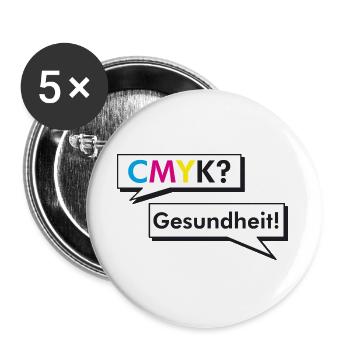 CMYK Grafiker Nerd Spruch Geschenk Shirt - Buttons groß 56 mm (5er Pack) - Weiß - Vorne