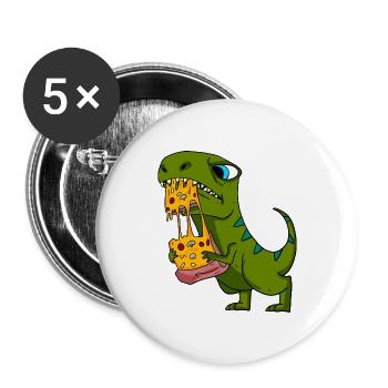 Cadeau de restauration rapide de pizza de dinosaure Dino - Lot de 5 grands badges (56 mm) - blanc - Devant