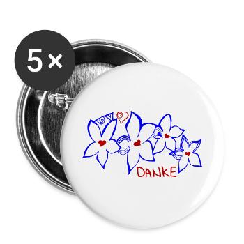 Danke - Buttons groß 56 mm (5er Pack) - Weiß - Vorne