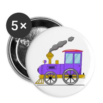 Children's train railway purple - Buttons large 2.2''/56 mm (5-pack) - white - Front