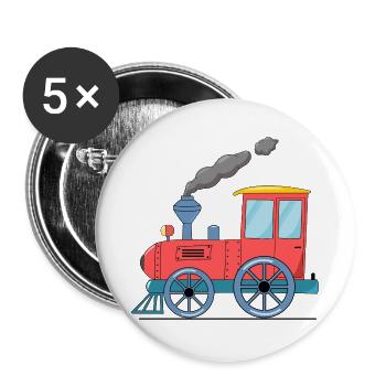 Children's train railway pink - Buttons large 2.2''/56 mm (5-pack) - white - Front
