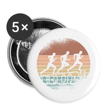 Retro-Sonnenuntergang Läufer-Trio - Buttons groß 56 mm (5er Pack) - Weiß - Vorne