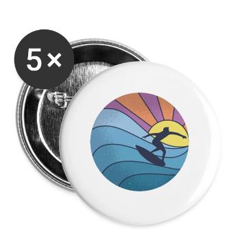 Sun sea surfing - Buttons large 2.2''/56 mm (5-pack) - white - Front